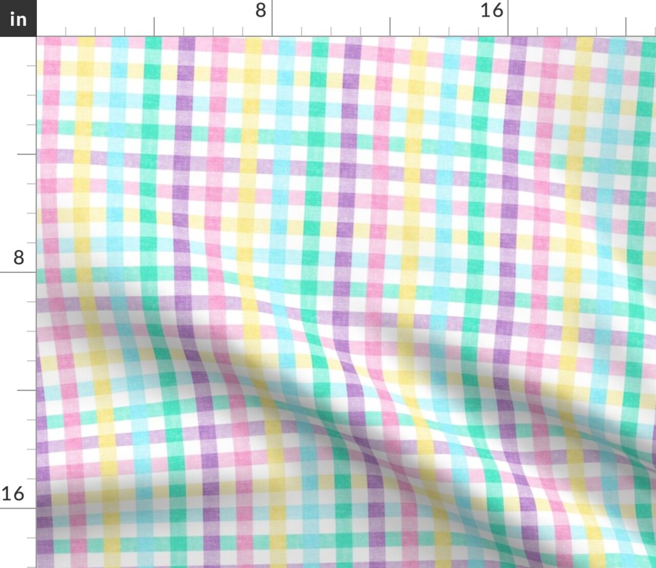 Easter Plaid Spring Egg Colors Gingham Check Pastel Rainbow Custom Printed Fabric by Spoonflower Various Fabrics by the Yard or Fat Quarter